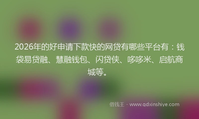 2026年的好申请下款快的网贷有哪些平台有：钱袋易贷融、慧融钱包、闪贷侠、哆哆米、启航商城等。