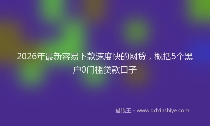 2026年最新容易下款速度快的网贷，概括5个黑户0门槛贷款口子