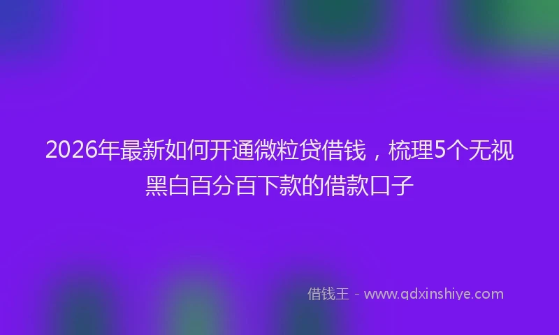 2026年最新如何开通微粒贷借钱，梳理5个无视黑白百分百下款的借款口子