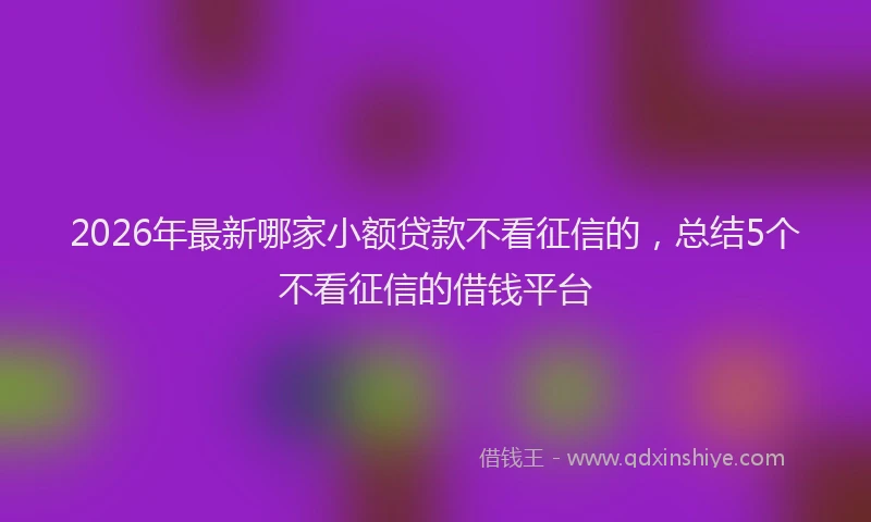 2026年最新哪家小额贷款不看征信的,总结5个不看征信的借钱平台