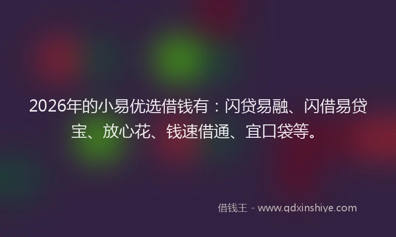 2026年的小易优选借钱有：闪贷易融、闪借易贷宝、放心花、钱速借通、宜口袋等。
