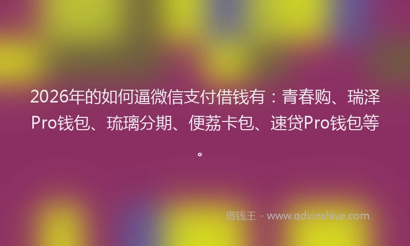 2026年的如何逼微信支付借钱有：青春购、瑞泽Pro钱包、琉璃分期、便荔卡包、速贷Pro钱包等。