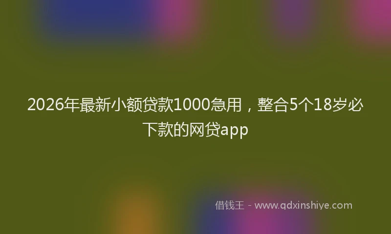 2026年最新小额贷款1000急用，整合5个18岁必下款的网贷app