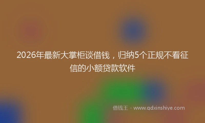 2026年最新大掌柜谈借钱，归纳5个正规不看征信的小额贷款软件
