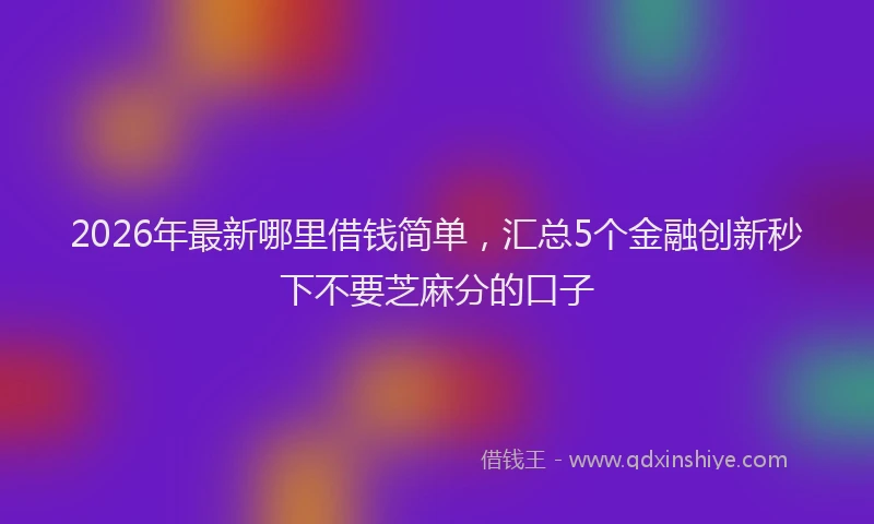 2026年最新哪里借钱简单，汇总5个金融创新秒下不要芝麻分的口子