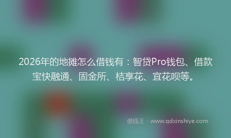 2026年的地摊怎么借钱有：智贷Pro钱包、借款宝快融通、固金所、桔享花、宜花呗等。