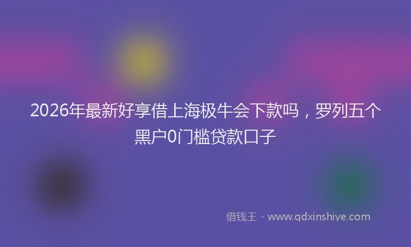 2026年最新好享借上海极牛会下款吗，罗列五个黑户0门槛贷款口子