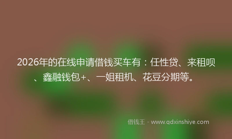 2026年的在线申请借钱买车有:任性贷、来租呗、鑫融钱包+、一姐租机、花豆分期等。