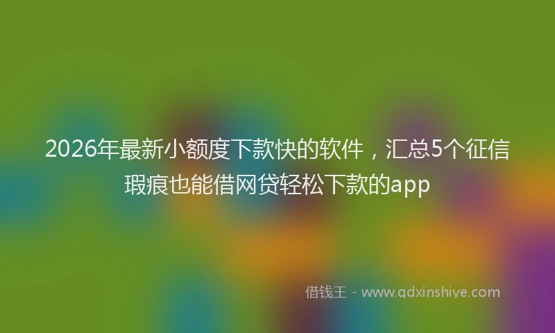 2026年最新小额度下款快的软件，汇总5个征信瑕疵也能借网贷轻松下款的app