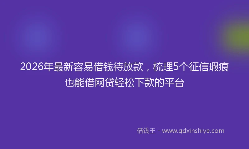 2026年最新容易借钱待放款，梳理5个征信瑕疵也能借网贷轻松下款的平台