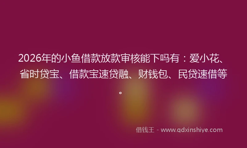 2026年的小鱼借款放款审核能下吗有：爱小花、省时贷宝、借款宝速贷融、财钱包、民贷速借等。