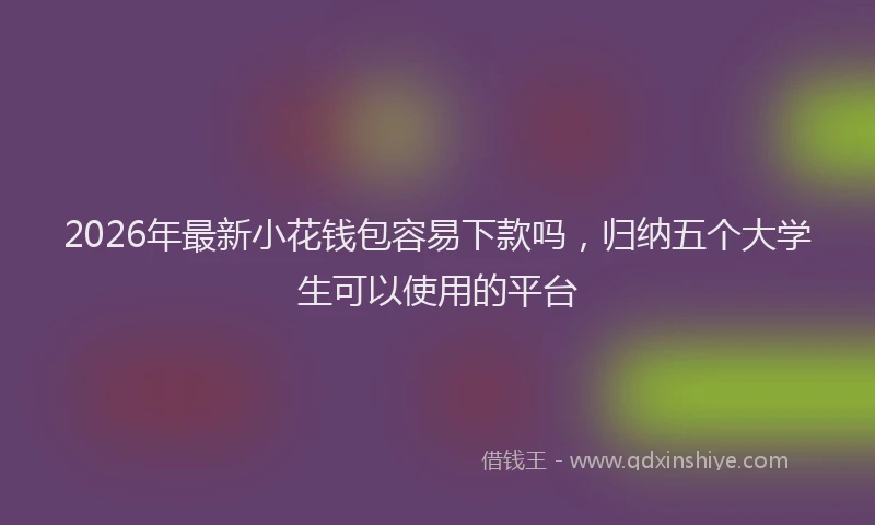 2026年最新小花钱包容易下款吗，归纳五个大学生可以使用的平台