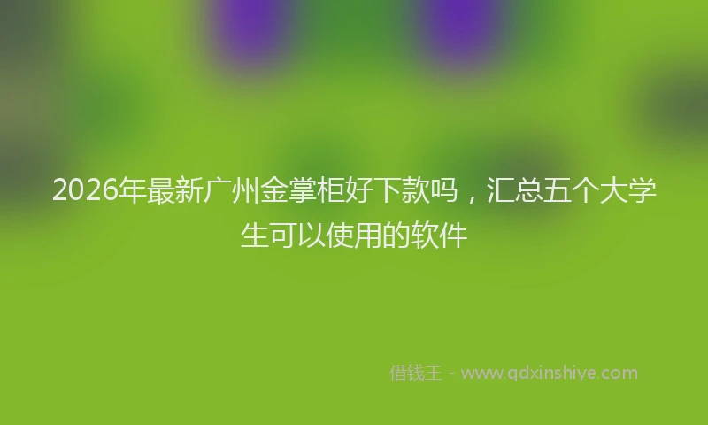 2026年最新广州金掌柜好下款吗，汇总五个大学生可以使用的软件