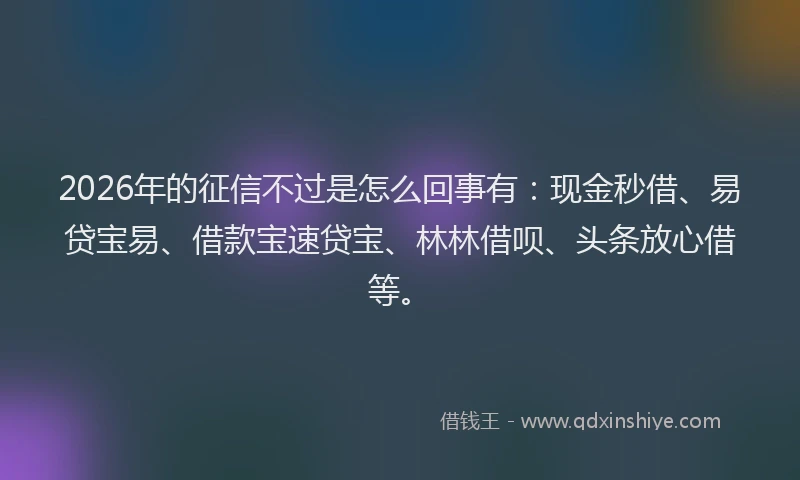 2026年的征信不过是怎么回事有：现金秒借、易贷宝易、借款宝速贷宝、林林借呗、头条放心借等。