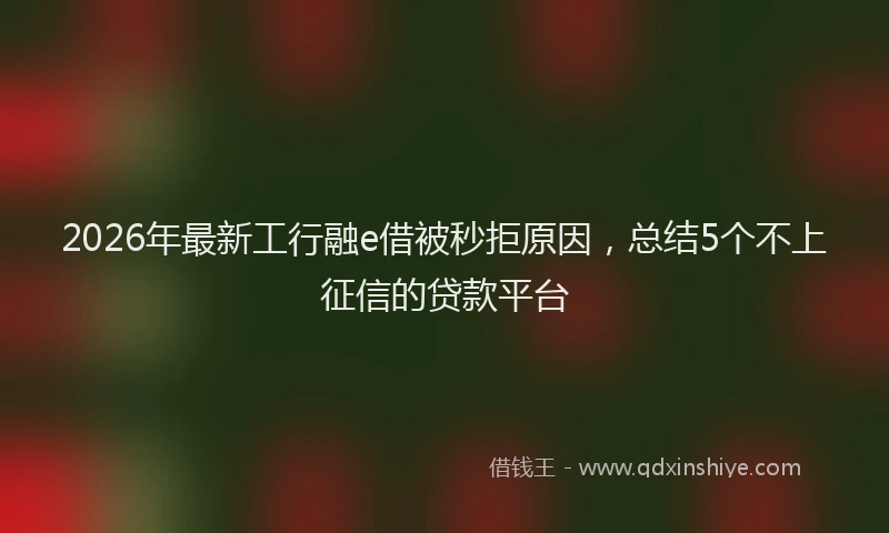 2026年最新工行融e借被秒拒原因，总结5个不上征信的贷款平台