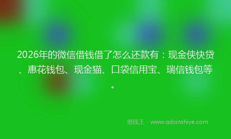 2026年的微信借钱借了怎么还款有：现金侠快贷、惠花钱包、现金猫、口袋信用宝、瑞信钱包等。