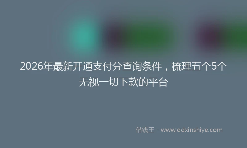 2026年最新开通支付分查询条件，梳理五个5个无视一切下款的平台