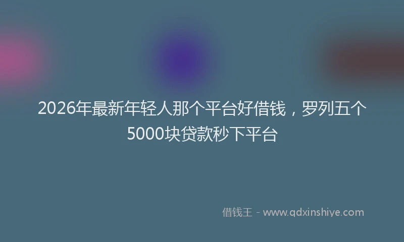 2026年最新年轻人那个平台好借钱，罗列五个5000块贷款秒下平台