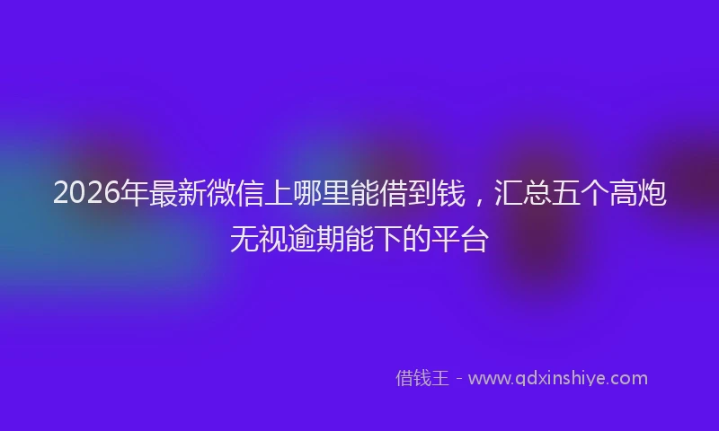 2026年最新微信上哪里能借到钱，汇总五个高炮无视逾期能下的平台