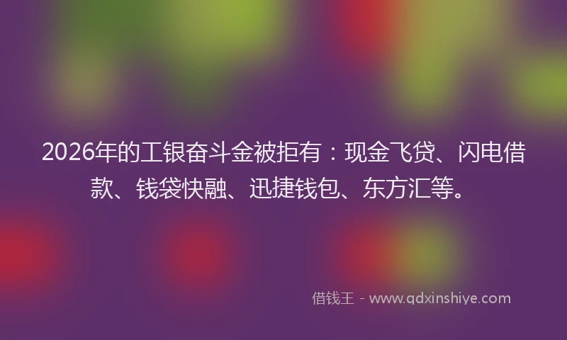 2026年的工银奋斗金被拒有：现金飞贷、闪电借款、钱袋快融、迅捷钱包、东方汇等。