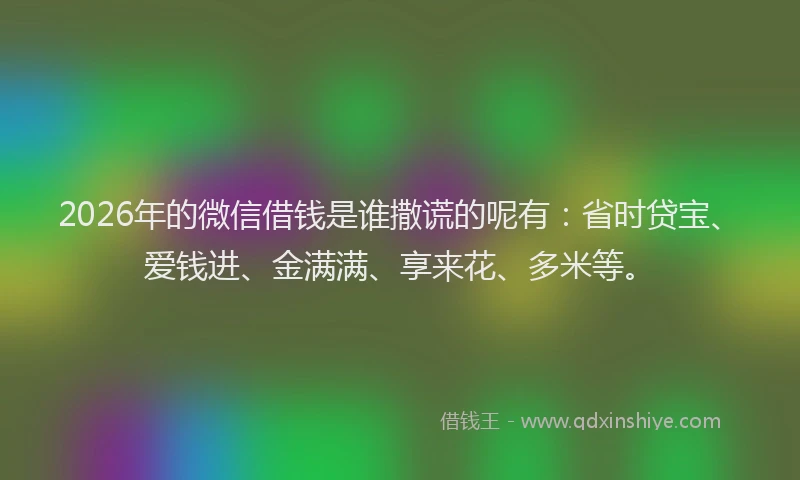 2026年的微信借钱是谁撒谎的呢有：省时贷宝、爱钱进、金满满、享来花、多米等。