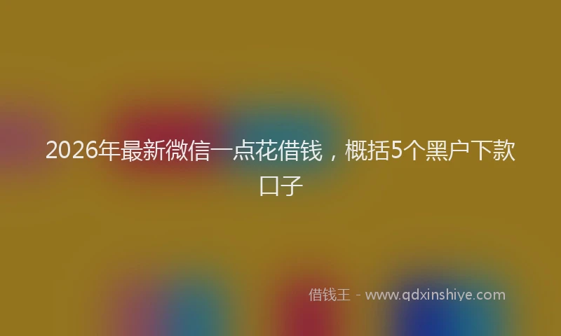 2026年最新微信一点花借钱，概括5个黑户下款口子