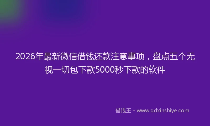 2026年最新微信借钱还款注意事项，盘点五个无视一切包下款5000秒下款的软件