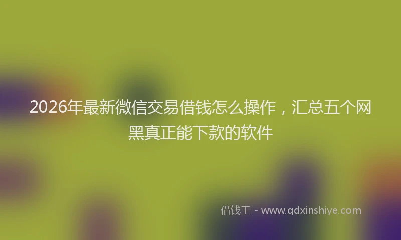 2026年最新微信交易借钱怎么操作，汇总五个网黑真正能下款的软件