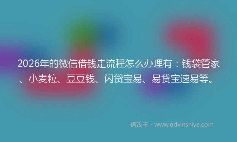 2026年的微信借钱走流程怎么办理有：钱袋管家、小麦粒、豆豆钱、闪贷宝易、易贷宝速易等。
