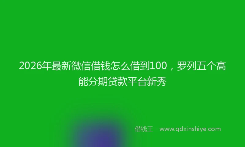 2026年最新微信借钱怎么借到100，罗列五个高能分期贷款平台新秀