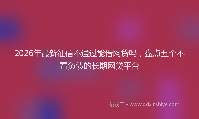 2026年最新征信不通过能借网贷吗，盘点五个不看负债的长期网贷平台