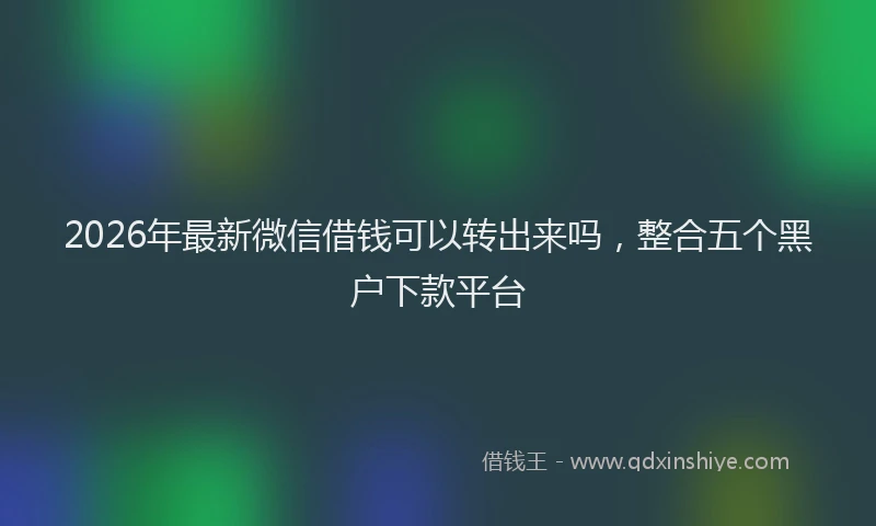 2026年最新微信借钱可以转出来吗，整合五个黑户下款平台
