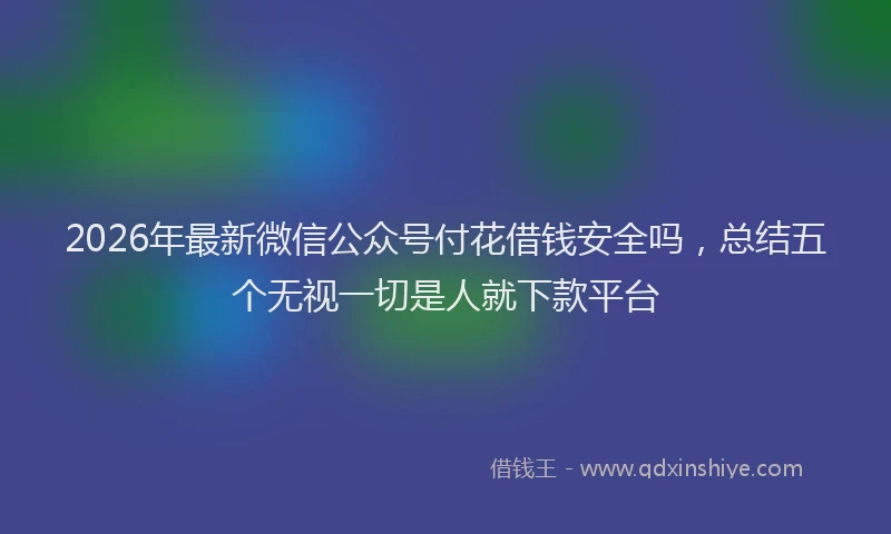 2026年最新微信公众号付花借钱安全吗，总结五个无视一切是人就下款平台