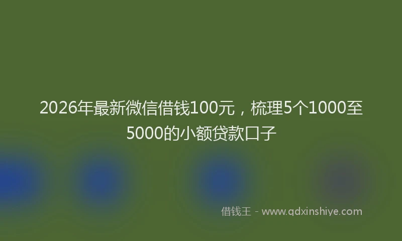 2026年最新微信借钱100元，梳理5个1000至5000的小额贷款口子