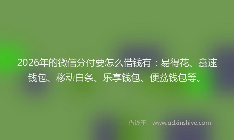 2026年的微信分付要怎么借钱有：易得花、鑫速钱包、移动白条、乐享钱包、便荔钱包等。
