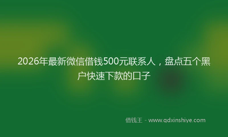 2026年最新微信借钱500元联系人，盘点五个黑户快速下款的口子