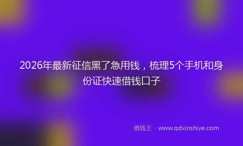 2026年最新征信黑了急用钱，梳理5个手机和身份证快速借钱口子