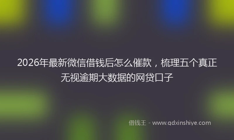 2026年最新微信借钱后怎么催款，梳理五个真正无视逾期大数据的网贷口子