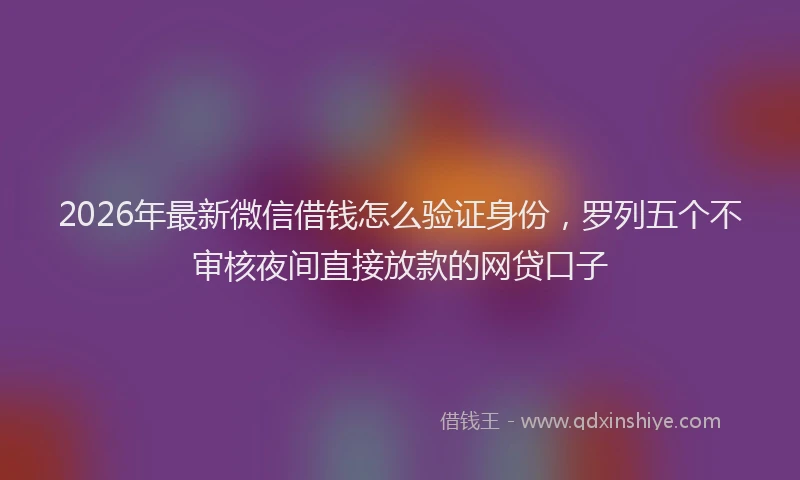 2026年最新微信借钱怎么验证身份，罗列五个不审核夜间直接放款的网贷口子