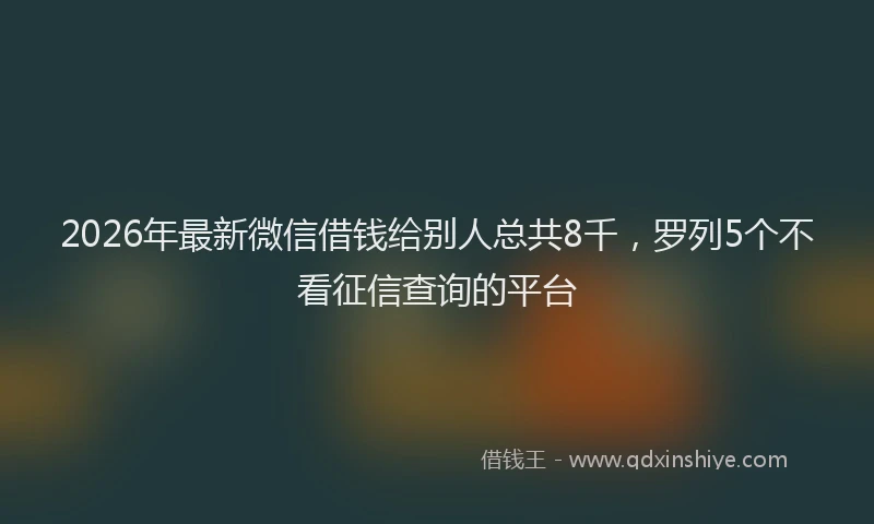 2026年最新微信借钱给别人总共8千，罗列5个不看征信查询的平台