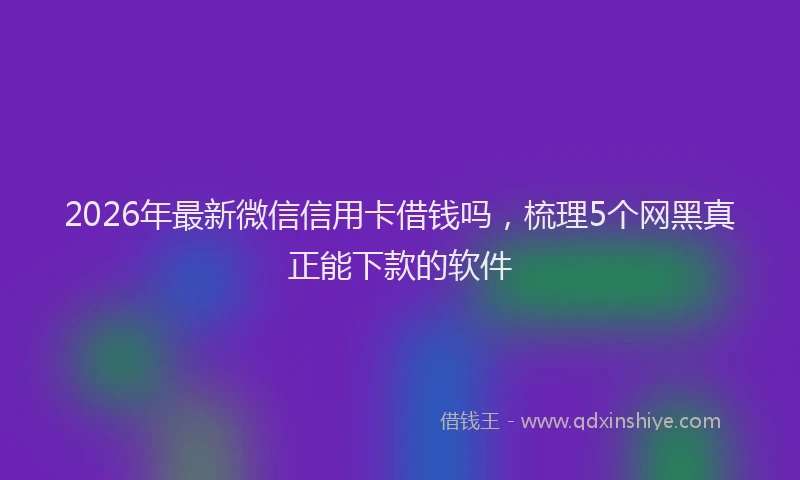 2026年最新微信信用卡借钱吗，梳理5个网黑真正能下款的软件