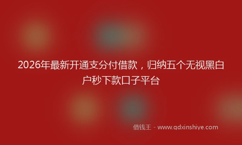 2026年最新开通支分付借款，归纳五个无视黑白户秒下款口子平台