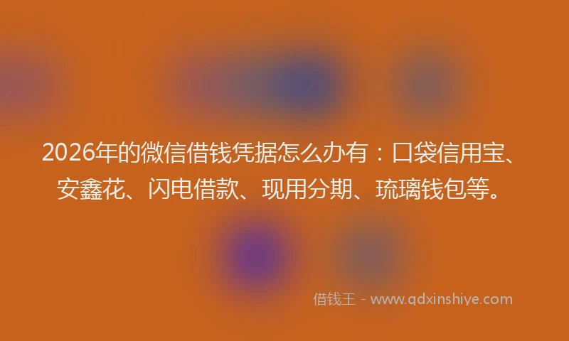 2026年的微信借钱凭据怎么办有：口袋信用宝、安鑫花、闪电借款、现用分期、琉璃钱包等。