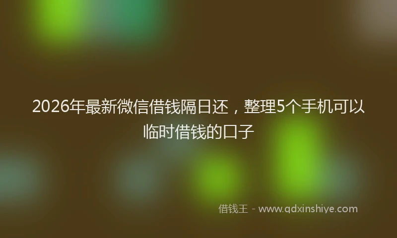 2026年最新微信借钱隔日还，整理5个手机可以临时借钱的口子