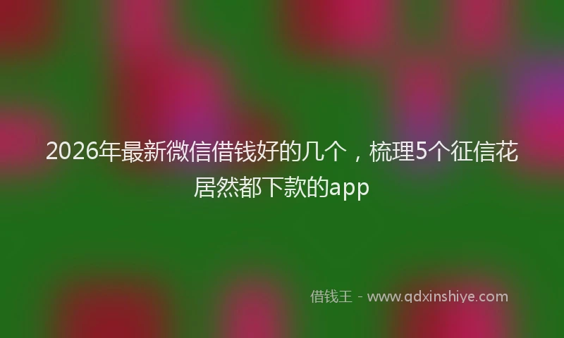 2026年最新微信借钱好的几个，梳理5个征信花居然都下款的app