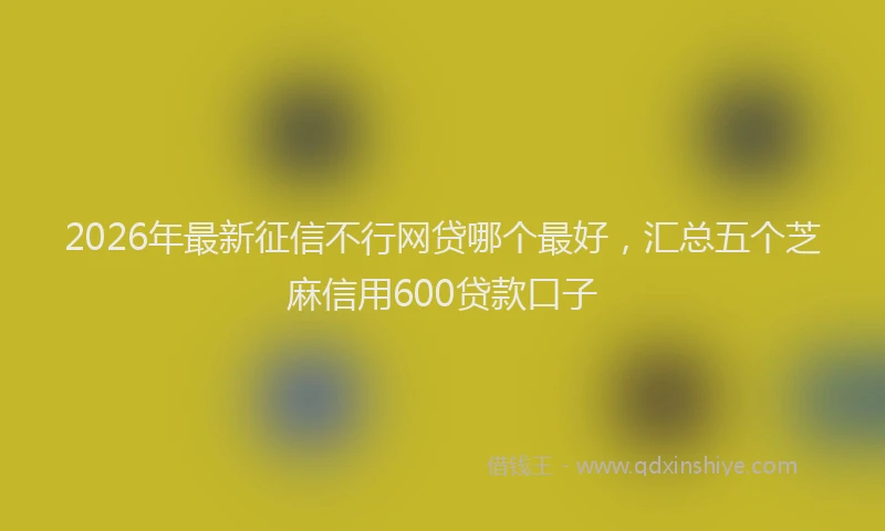 2026年最新征信不行网贷哪个最好，汇总五个芝麻信用600贷款口子