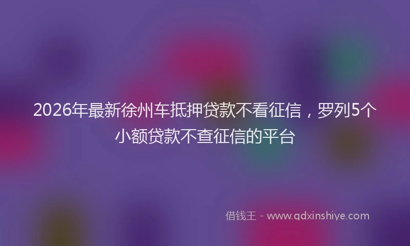 2026年最新徐州车抵押贷款不看征信，罗列5个小额贷款不查征信的平台
