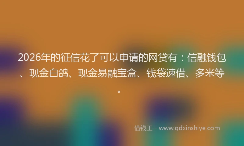 2026年的征信花了可以申请的网贷有：信融钱包、现金白鸽、现金易融宝盒、钱袋速借、多米等。