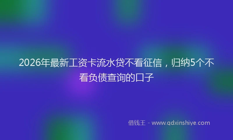 2026年最新工资卡流水贷不看征信，归纳5个不看负债查询的口子