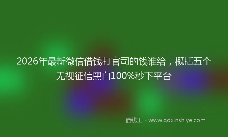 2026年最新微信借钱打官司的钱谁给，概括五个无视征信黑白100%秒下平台